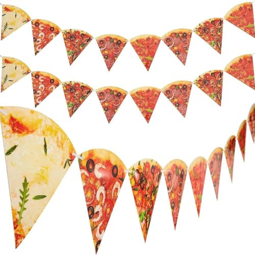 4-teilige Pizza-Fotobanner, Pizza-Dreiecksfahnen, Pizza-Party-Themendekoration - Perfekt für Pizza-Themengeburtstage und Babyparty-Anlässe Girlande Geburtstag Pizza