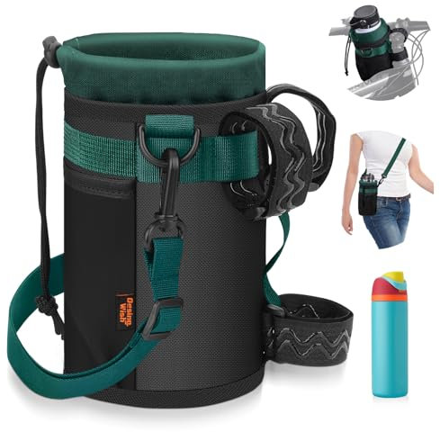 Desing Wish Porte 12-24oz Gourde Velo sans Vis Bidon Porte Velo Porte Gourde VTT pour Bouteille de Vélo Guidon Poussette Scooters Randonnée Fauteuil Roulant avec Bandoulière Cordon Telephone Portable