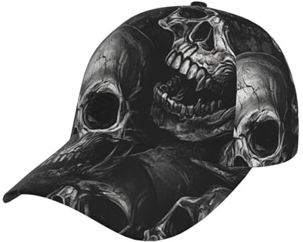 ZSUUGJ Baseballkappe mit Totenkopf-Muster, Unisex, verstellbar, für Sport, Outdoor, Schwarz, Einheitsgr��e