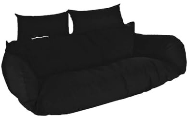 Home Deluxe Polyrattan Hängesessel Kissen Twin - Schwarz 105 x 41 x 45 cm inklusive Sitz-, und Rückenkissen, UV-beständig | Hängestul, Hängesitz