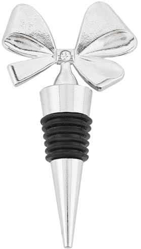 GORGECRAFT Bowknot Bottle Stopper Bow Tie Silver Metal Silicone Reusable Wine Champagne Glass Toppers Pump Decor with Wine Corks for Men Women Holiday Housewarming Christmas Halloween Wedding Party