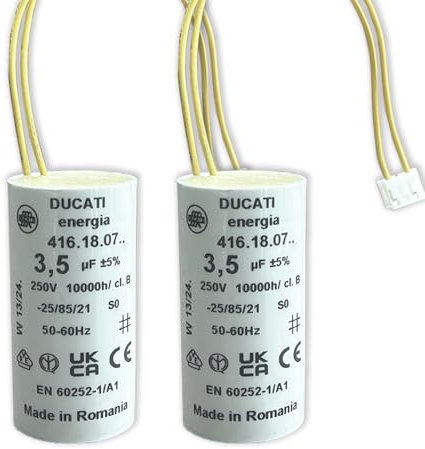 Condensateur 3.5 µF Spécial volet roulant BUBENDORFF à 2 fils et connecteur - Pour Réparation de moteur de volet roulant - Longue Durée de Vie - Fond Plat 450V (2)