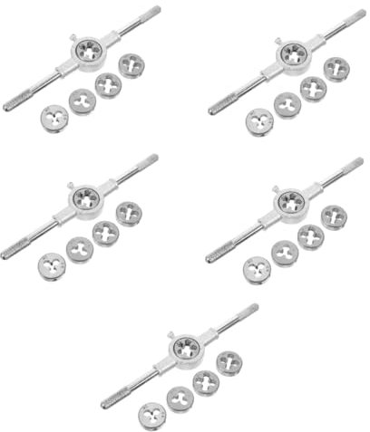 Lurrose 5sets Nerrad Tap Kit Tap Wrench and Die Set for Rethreading Multi-Functional Screw Wrench Tool Set Coarse and