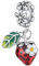 JOME Erdbeer-Charm 925 Silber – Beeren-Anhänger mit Emaille-Blatt & Blüten – Für 3-mm-Armbänder europäischer Art – Elegantes Geschenk für Damen