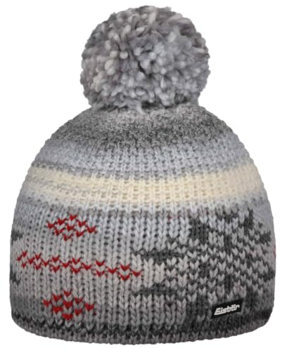 Eisbär IKE Pompon Beanie Mütze Strickmütze Wollmütze Wintermütze Damen/Herren - Made in the EU mit Umschlag, Umschlag Winter Herbst-Winter