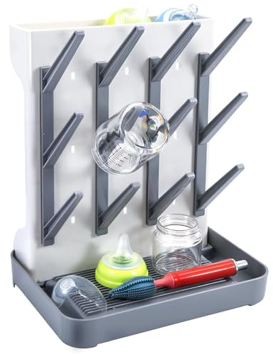 NUWIQ Babyflaschen Trockenständer, Flaschenständer Baby, Vertical Baby Bottle Drying Rack, Trockenständer Babyflaschen, zum Trocknen von Babyflaschensaugern,Bechern und Zubehör, Grau