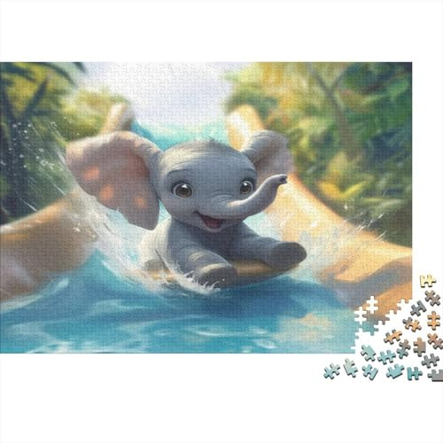 Cute Elefanten Puzzle 1000-teilige Schwer Puzzle Spielzeug Pädagogisches Spiel Impossible Wasserrutsche Herausforderungsspielzeug Für Erwachsene Kinder 1000pcs (75x50cm)