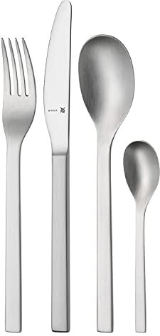 WMF Linum Edelstahl Besteck Set 6 Personen, Essbesteck Set 24 teilig, Monobloc-Messer, Cromargan Protect mattiert, kratzbeständig, spülmaschinenfest