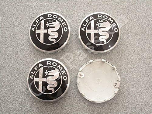 4 Radkappe Alfa Romeo Giulietta 159 Brera Giulia Stelvio 60 mm, schwarze Original-Zierkappen