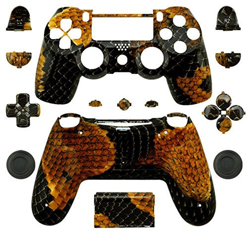 Special Custom Full Housing Shell Case Cover con botones para Sony PlayStation 4 PS4 controlador inalámbrico – Custom Hydro Dipped amarillo Boa Skin
