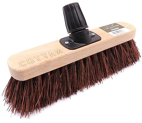 COTTAM Stiff Sweeping Broom Head | Firm Sweeping Brush | 11 Inch | with Easy Broom Shank Connector - No Tools Required!