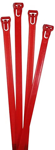 Lumonic 100x Kabelbinder 250 x 7,6mm I Rote Kabelbinder in Industriequalität wiederverwendbar I Kabelbinder UV beständig, Kabelbinder wetterfest, Kabe