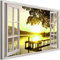 Leinwandbilder Fensterblick Bilder Kunstdruck Sonnenuntergang See Gelb 90x60 cm