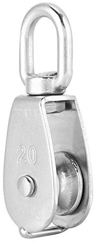 Alomejor Schwenkrolle Riemenscheibe Seilrolle Klettern Tandemrolle für Drahtseil 304 Edelstahl Handwindensystem (m20)