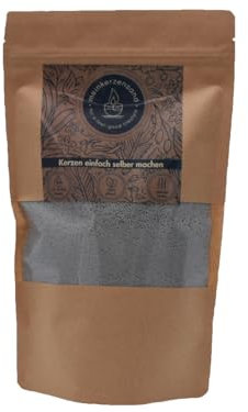 KERZENSAND Wachsgranulat 400g inkl. 3 Docht - Palmwachs Kerzengranulat - universal einsetzbar - kreativ - vielseitig - dekorativ - Farbe: Grau