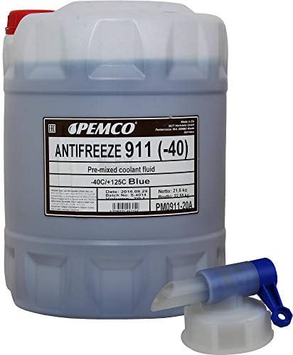 20 Liter PEMCO Antifreeze 911 Kühlerfrostschutz blau Fertiggemisch + Auslaufhahn Typ G11