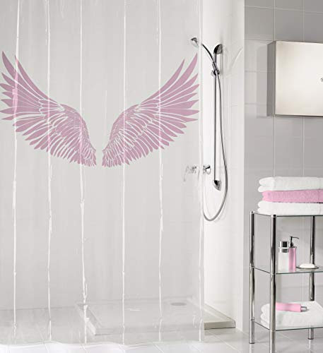Kleine Wolke Wings Duschvorhang, PEVA, Flamingo, 180x200 cm