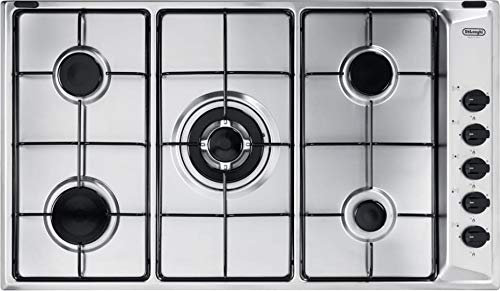 De Longhi FLA 59 DD - Piano cottura a gas da 90 cm, N° 5 Fuochi, colore Inox