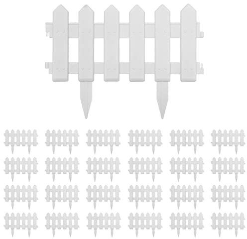 vidaXL 25x Bordature per Prato Design Tradizionale ad Incastro Robuste Eleganti Bordo Giardino Recinzione Confine Erba Aiuole Bianco 10 m in PP