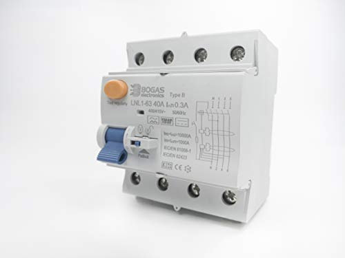 Interruptor Diferencial 40A de Clase/Type B, 4P (3P+N), 300mA y 10kA