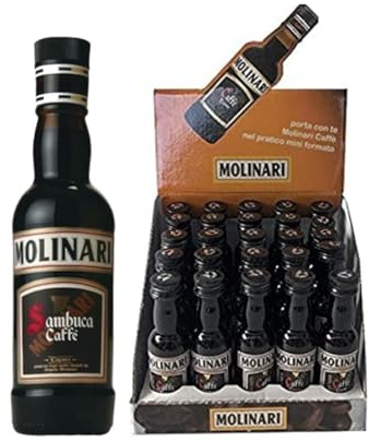 SAMBUCA MOLINARI CAFFE' MIGNON 30ML X 25 BOTTIGLIE LIQUORE AMARO ERBE DIGESTIVO