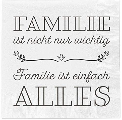 40 Stück Servietten Papierservietten mit Spruch 3-lagig 33x33cm Feier Familienfeier Party Geburtstag Gäste Tischdeko (Familie ist alles)