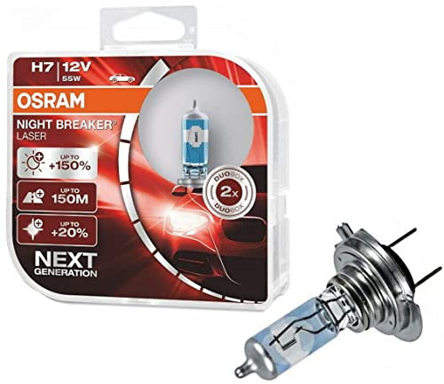 2x Osra.m H7 55W 12V PX26d Night Breaker Laser +150% Next Generation 64210NL-HCB hell Weiß White Ersatz Scheinwerfer Halogen Auto Lampe - E-geprüft