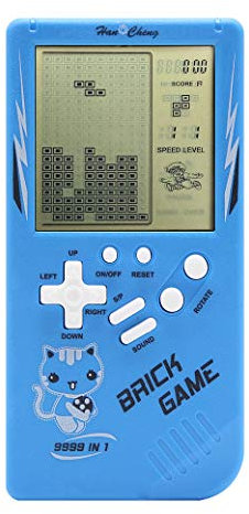 CZT Neue Großbild-Backstein-Spielekonsole 9999 in 1 Panzer/Rennen/Schießen/Whac-A-Mole/Pocket-Spiel Freizeitpuzzle Einstellbarer Schwierigkeitsgrad und Geschwindigkeit (Blau)