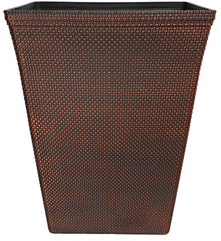Muddy Hands Camelot Large Plant Pot Outdoor Garden Tall Plastic Flower Tree Planter (48 Litre Square Copper)