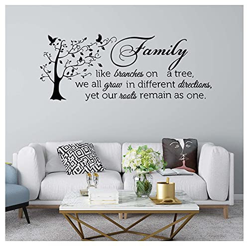 Family Wall Decal Quotes , Family Like Branches on a Tree Sayings Words Wall Stickers , Removable DIY Mural Wallpaper Home Decor for Living Room Bedroom – Warm & Loving Art Words(DIY Wall Stickers)