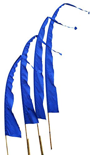 Drapeaux de Bali Tissu SANUR avec Pointe en Forme de Coeur, différentes Couleurs et Longueurs, longueur:7 Meter, couleur:bleu