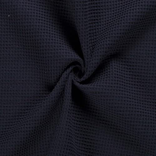 50x150cm Frottierstoff Waffelpiqué Baumwollstoff Oeko - Tex 100 Meterware am Stück Farbwahl, Farbe:marine
