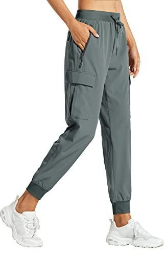 Libin Damen Cargohose Jogginghose Leichter Trekkinghose Wanderhose Schnelltrocken Wasserdicht Outdoorhose Sportlich Freizeit Reise, Metropole Grau, XL