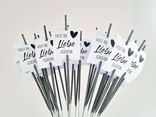 Wunderkerzen Hochzeitsdeko 50 Stück Weiß | Lasst die Liebe leuchten Design | Perfekt für Hochzeit | 30 cm Lange Brenndauer | Romantische Stimmung für besondere Momente