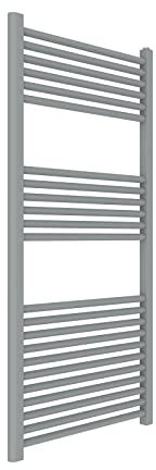 ERCOS Handtuchwärmer Badetuchwärmer Größe 600x1200 MM Badheizkörper Farbe Titanium Grau, 1/2 Anschlüsse Geliefert mit Montagekit
