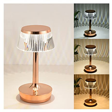 YUHUAWF Lampe de Chevet Mushroom Cristal Table Lampe Chambre à Coucher de Chevet USB Touch Switch Atmosphere décoration LED lumière de Nuit Gradable (Lampshade Color : Rose Gold)