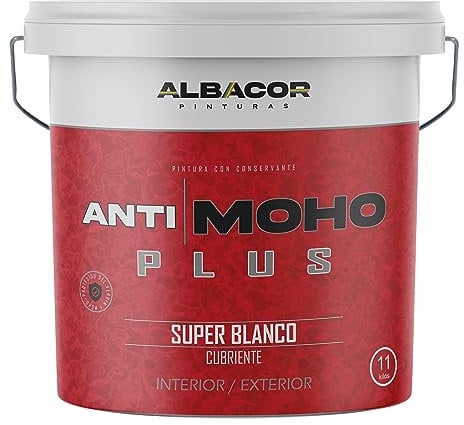 ALBACOR Pintura Blanca Antimoho Plus -11KG- Anticondensación Evita la Aparición de Hongos y moho en Paredes, Techos, Especial Baños, Liso Mate, Antihumedad (11 Kilos)