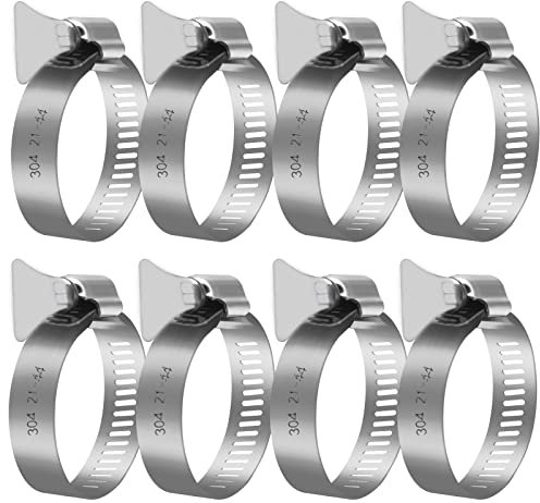 8 Stück Schlauchschellen aus Edelstahl 21-44mm, Schellen mit Verstellbarem Griff für Schlauch zu Pool, Teich und Garten