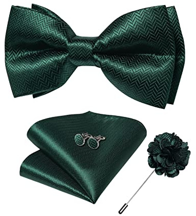 DiBanGu Silk Bow Tie Pre-Tied Bowtie and Pocket Square for Men | 5PCS,Paisley Pre-Tied Bow Tie,Easy to Match,Handerchief,Lapel Pin,Cufflinks,Wedding,Party,Prom,Banquet,Holiday,Ceremony