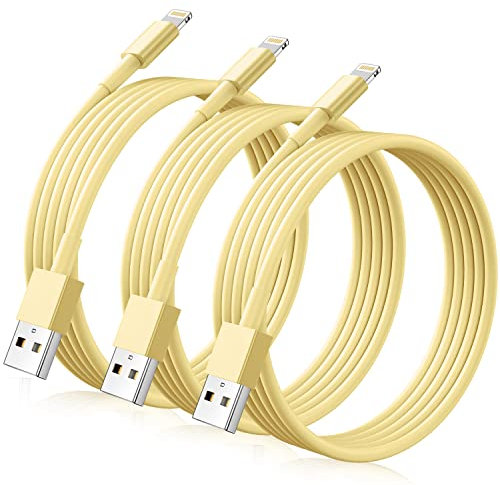 iPhone Charger Cord Lightning Cables, Original 2022 Upgraded [3Pack 1,8m] Apple MFi Certified USB A Charging Cable for iPhone 13 12 11 Mini Pro XR Xs Max X SE 8 7 6 Plus iPad iPod AirPod Ods - Gelb
