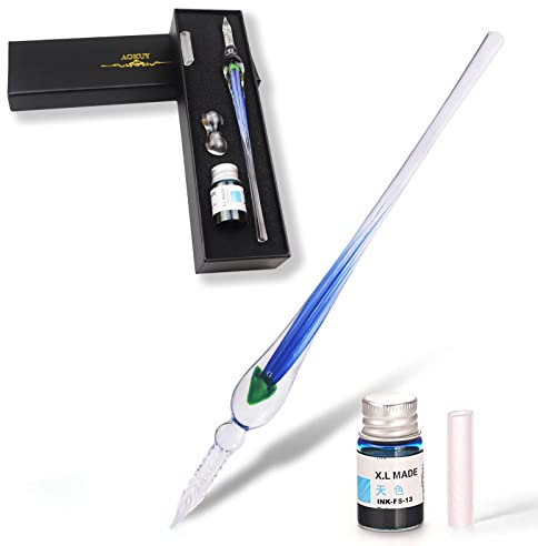 AOKUY Stylo en cristal fait à la main, ensemble de stylos plume en verre, profitez d'une inspiration créative de la nature comme cadeau de décoration pour écrire.