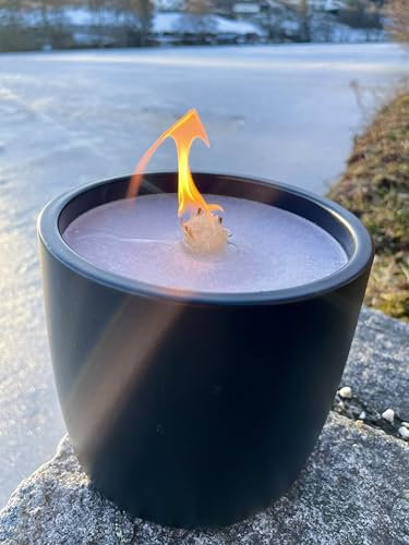 WeberHomemade® | Wachsfresser | Kerzenfresser | Schmelzlicht mit Dauerdocht & handgefertigten Dochthalter | schwarz | Ø 15 cm, 3kg | nachhaltige & wiederbefüllbare Outdoor Kerze