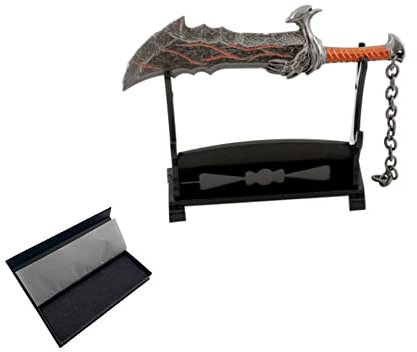 1 pc Dieu de la Guerre Chaos Lame Tonnerre Marteau Hache Épée Arme Modèle Porte-clés avec Présentoir pour (Coffret cadeau 2)