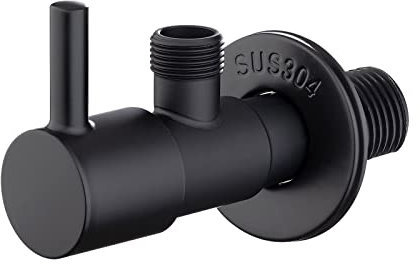 Ibergrif M22025B-3/8 Llave de Escuadra, Válvula de Ángulo Acero Inoxidable, 1/2 x 3/8, Negro