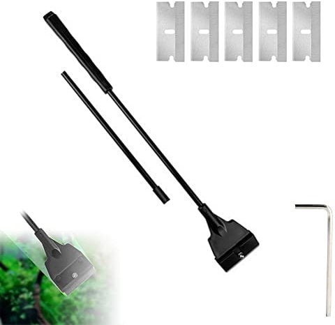 Vidrio Cuchilla Rascadora,Raspador De Algas Acuario,30-51cm Raspador De Algas,Herramienta De Limpieza Algas,Raspador Vidrio Para Algas,Limpiar De Rascador Algas,Varillas Desmontable,5 Cuchillas,Kiuiom