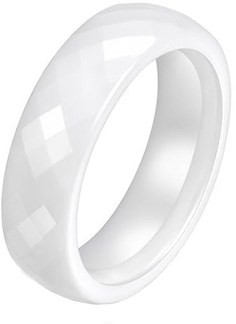 Joielavie 6 mm Ring aus Keramik mit Facettierten Ring Weiß Schwarz Blau Rosa Paar Schmuck Herren Damen Ehering Verlobung Hochzeit, Keramik