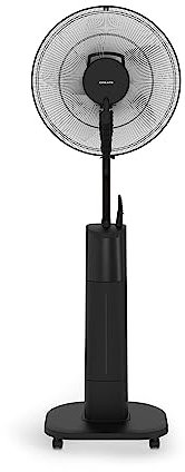 CREATE / AIR MIST PRO/Ventilador nebulizador oscilante con mando a distancia negro/Ventilador y humificador, silencioso, 3 modos, diseño moderno, ruedas multidireccionales, 70W