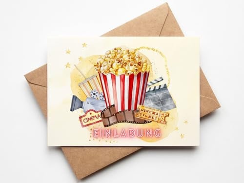 Paperlane by Essi Kino Einladungskarten - Film Geburtstag - inkl. Umschläge (Kino)