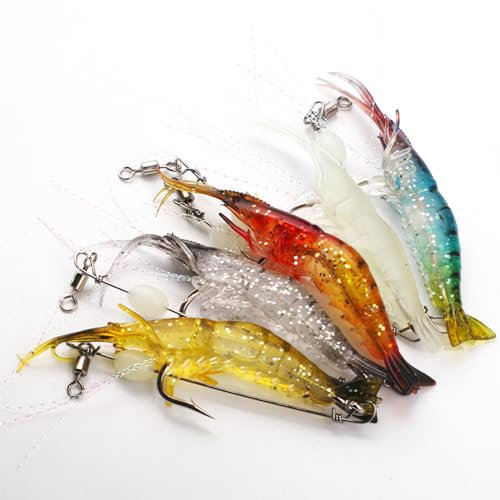 Senvenelec 5 gamberi artificiali, esche di gamberetti bionici, esche morbide da pesca, per la pesca all'aperto.