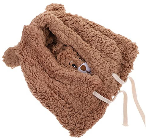 Plüschige Warme Winterbärenmütze mit Maske für Mädchen und Frauen Braun